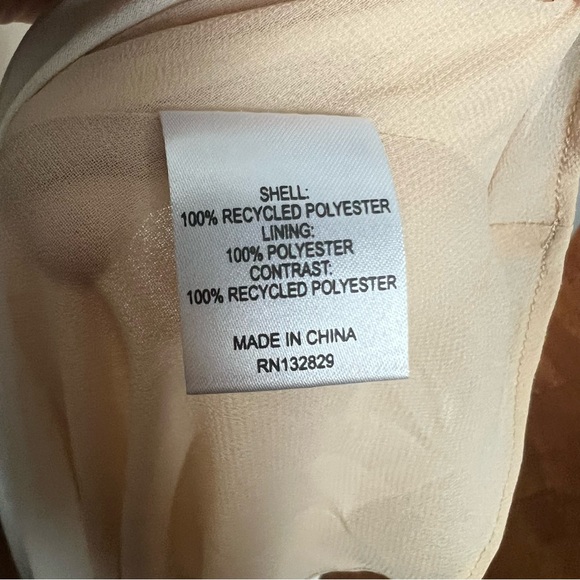 Revolve Helsa Sheer Deep V Long Slip Dress Cream Maxi with Rosette Flower Small - Picture 10 of 14